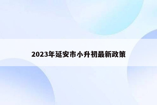 2023年延安市小升初最新政策