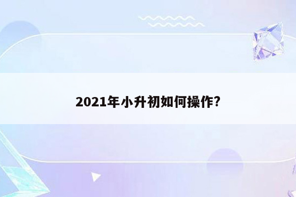 2021年小升初如何操作?