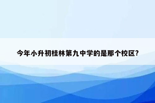 今年小升初桂林第九中学的是那个校区?