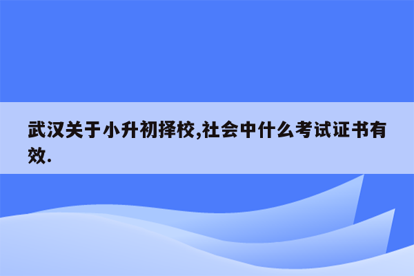 武汉关于小升初择校,社会中什么考试证书有效.