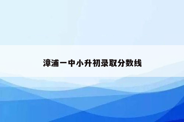 漳浦一中小升初录取分数线