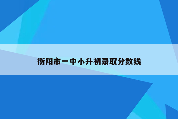 衡阳市一中小升初录取分数线