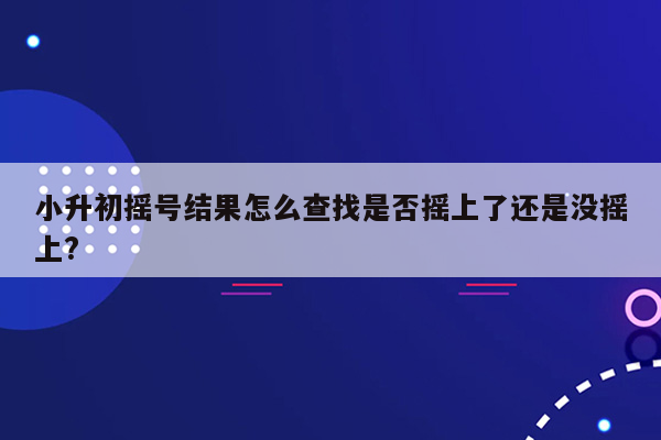 小升初摇号结果怎么查找是否摇上了还是没摇上?