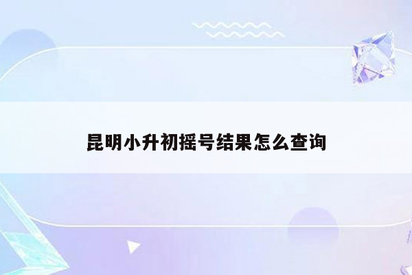 昆明小升初摇号结果怎么查询