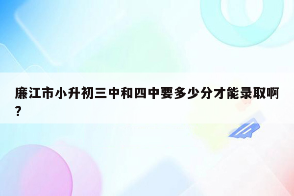 廉江市小升初三中和四中要多少分才能录取啊?