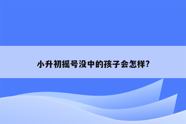 小升初摇号没中的孩子会怎样?