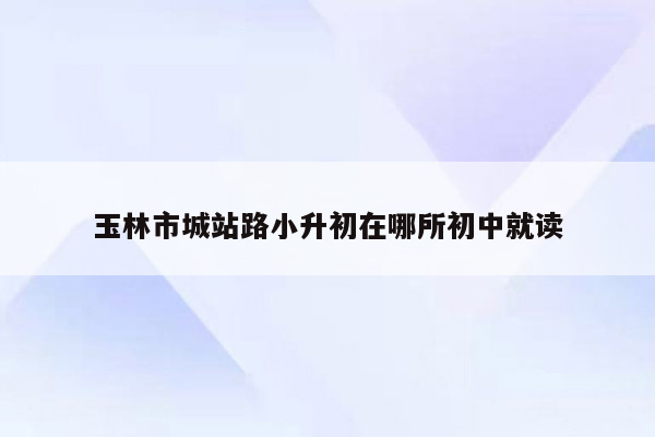 玉林市城站路小升初在哪所初中就读