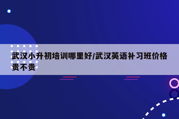 武汉小升初培训哪里好/武汉英语补习班价格贵不贵