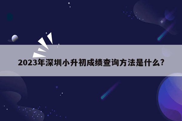 2023年深圳小升初成绩查询方法是什么?