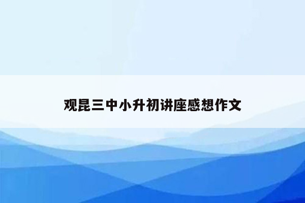 观昆三中小升初讲座感想作文