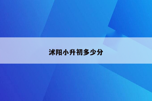 沭阳小升初多少分