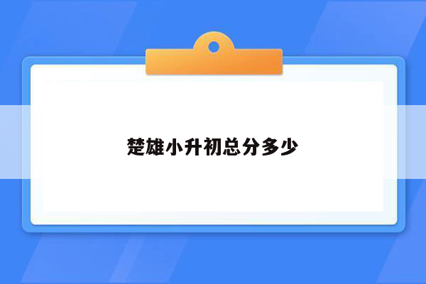 楚雄小升初总分多少