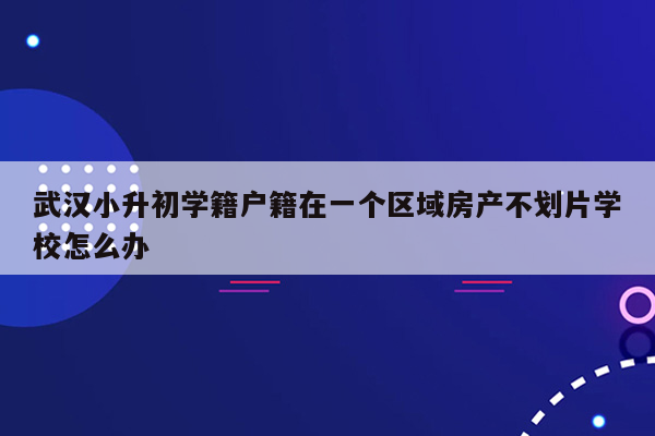 武汉小升初学籍户籍在一个区域房产不划片学校怎么办