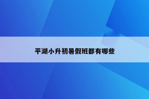 平湖小升初暑假班都有哪些