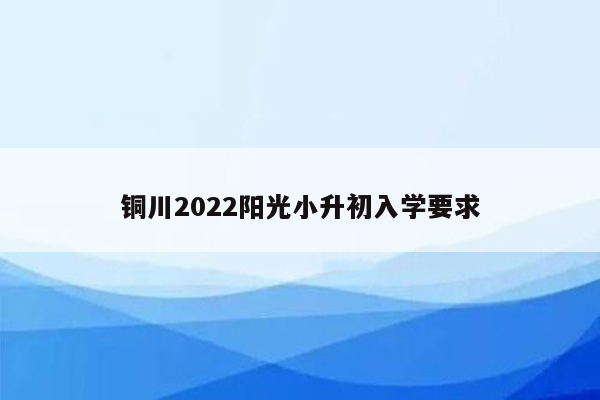 铜川2022阳光小升初入学要求