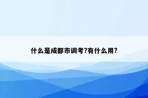 什么是成都市调考?有什么用?