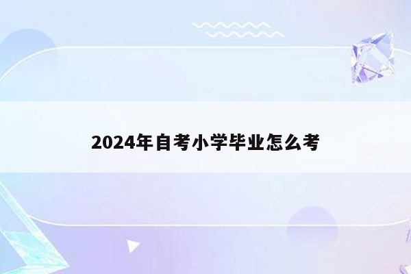 2024年自考小学毕业怎么考