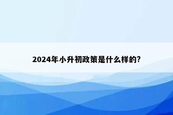 2024年小升初政策是什么样的?