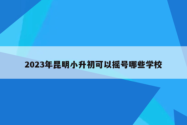 2023年昆明小升初可以摇号哪些学校