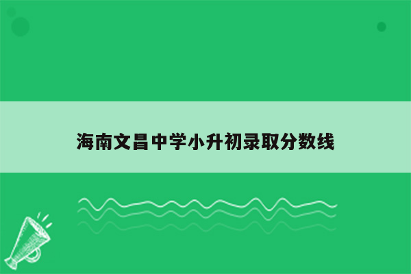 海南文昌中学小升初录取分数线