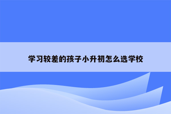 学习较差的孩子小升初怎么选学校