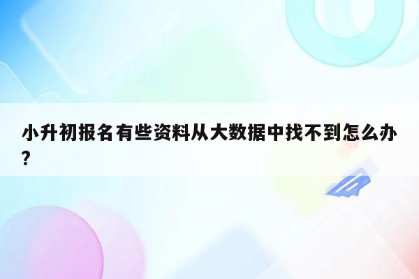 小升初报名有些资料从大数据中找不到怎么办?