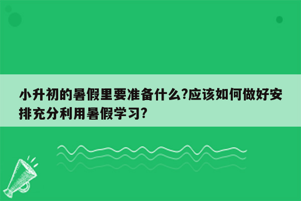 小升初的暑假里要准备什么?应该如何做好安排充分利用暑假学习?