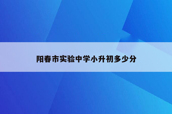 阳春市实验中学小升初多少分