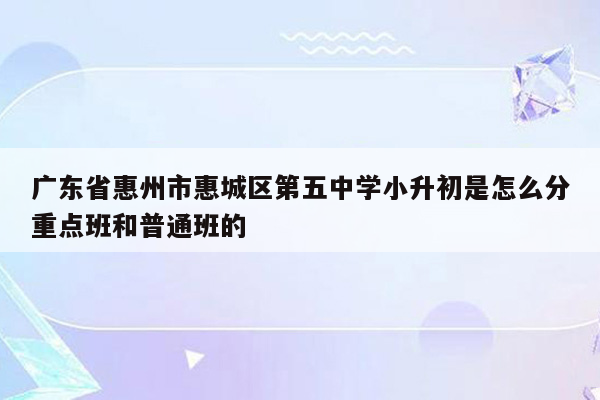 广东省惠州市惠城区第五中学小升初是怎么分重点班和普通班的