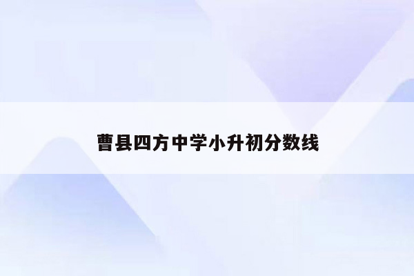 曹县四方中学小升初分数线