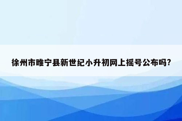 徐州市睢宁县新世纪小升初网上摇号公布吗?