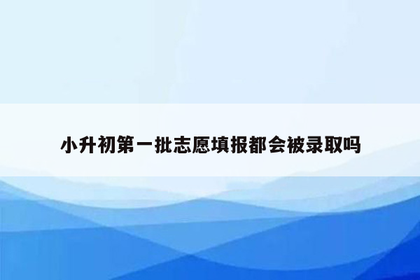 小升初第一批志愿填报都会被录取吗