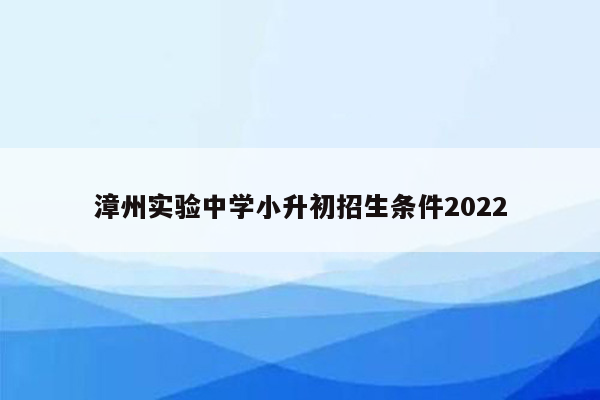 漳州实验中学小升初招生条件2022