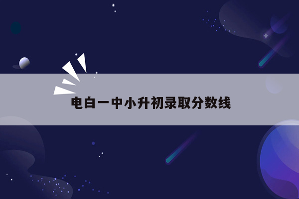 电白一中小升初录取分数线