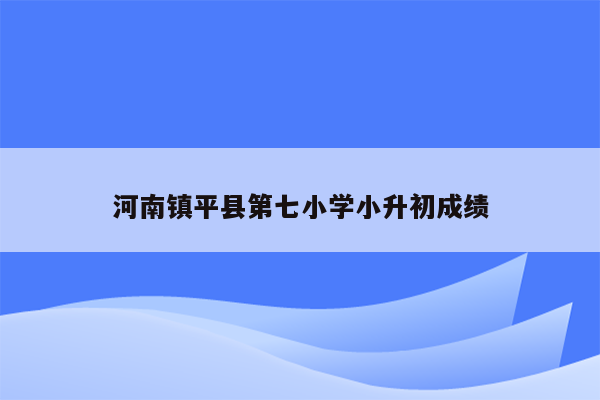 河南镇平县第七小学小升初成绩