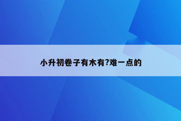 小升初卷子有木有?难一点的