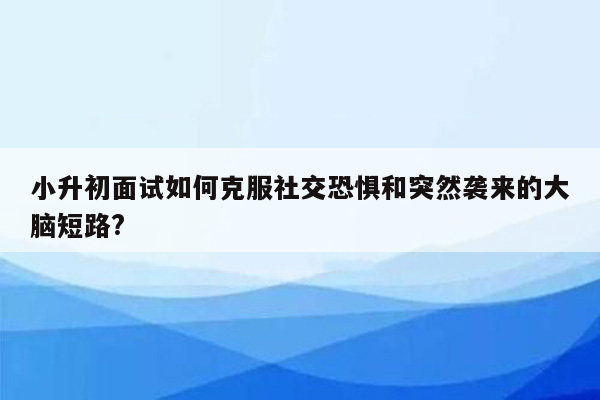 小升初面试如何克服社交恐惧和突然袭来的大脑短路?