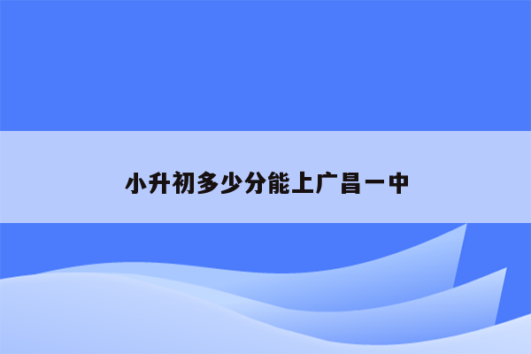 小升初多少分能上广昌一中