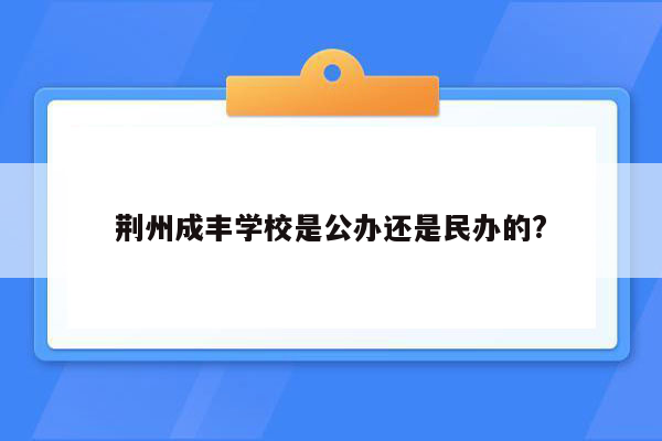 荆州成丰学校是公办还是民办的?