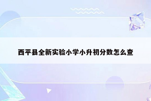 西平县全新实验小学小升初分数怎么查