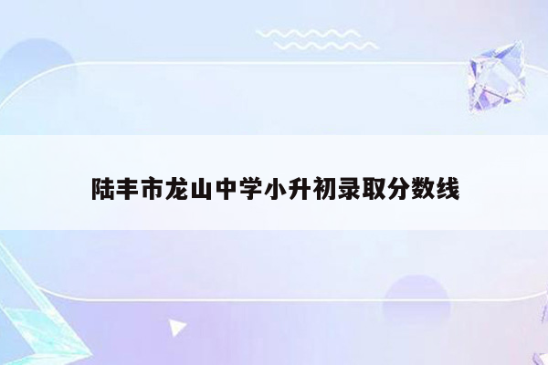 陆丰市龙山中学小升初录取分数线