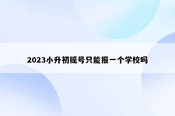 2023小升初摇号只能报一个学校吗