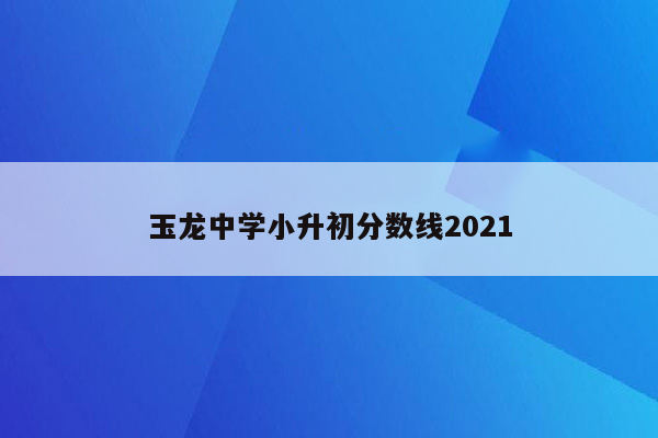 玉龙中学小升初分数线2021