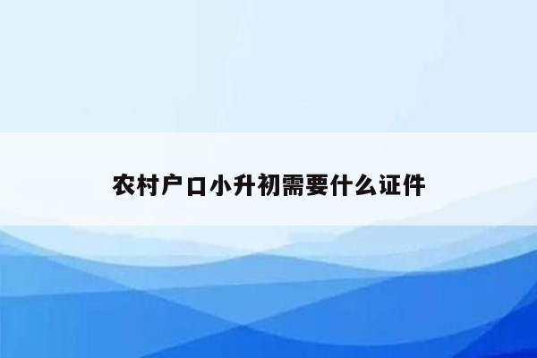 农村户口小升初需要什么证件