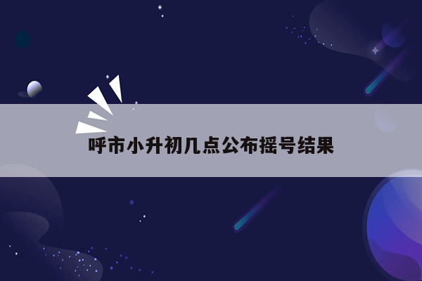 呼市小升初几点公布摇号结果