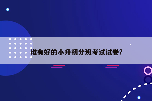 谁有好的小升初分班考试试卷?