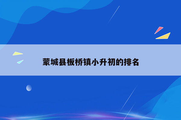 蒙城县板桥镇小升初的排名