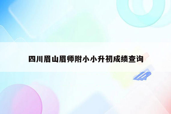 四川眉山眉师附小小升初成绩查询