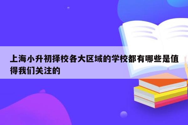 上海小升初择校各大区域的学校都有哪些是值得我们关注的