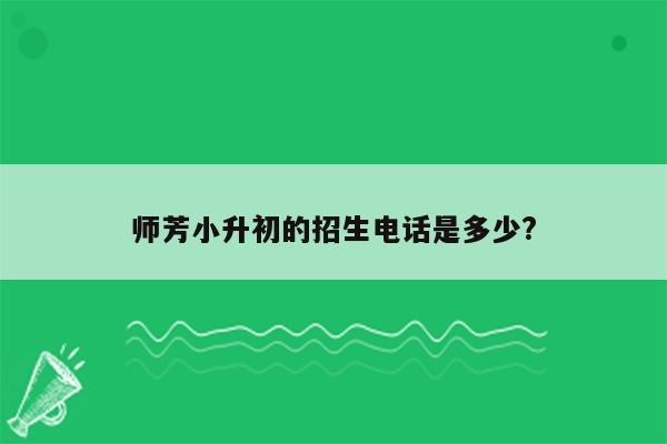 师芳小升初的招生电话是多少?